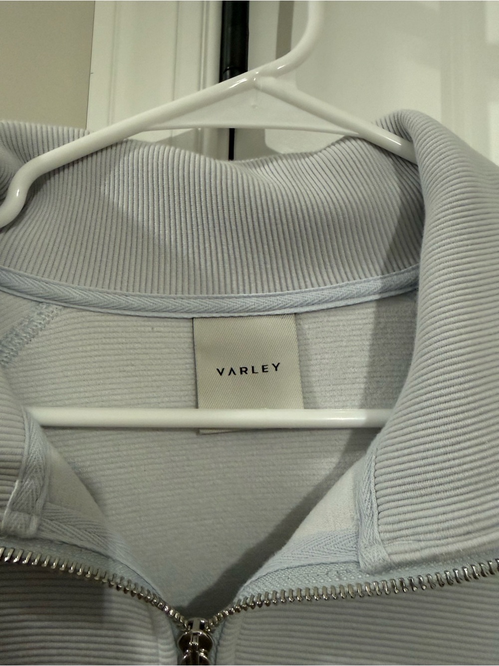 Varley Women’s Pale Gray Ribbed Half-Zip Sweater - Picture 2 of 4